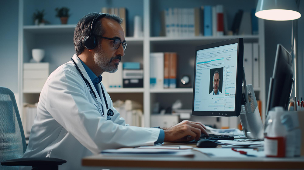 médico consultando prontuário online